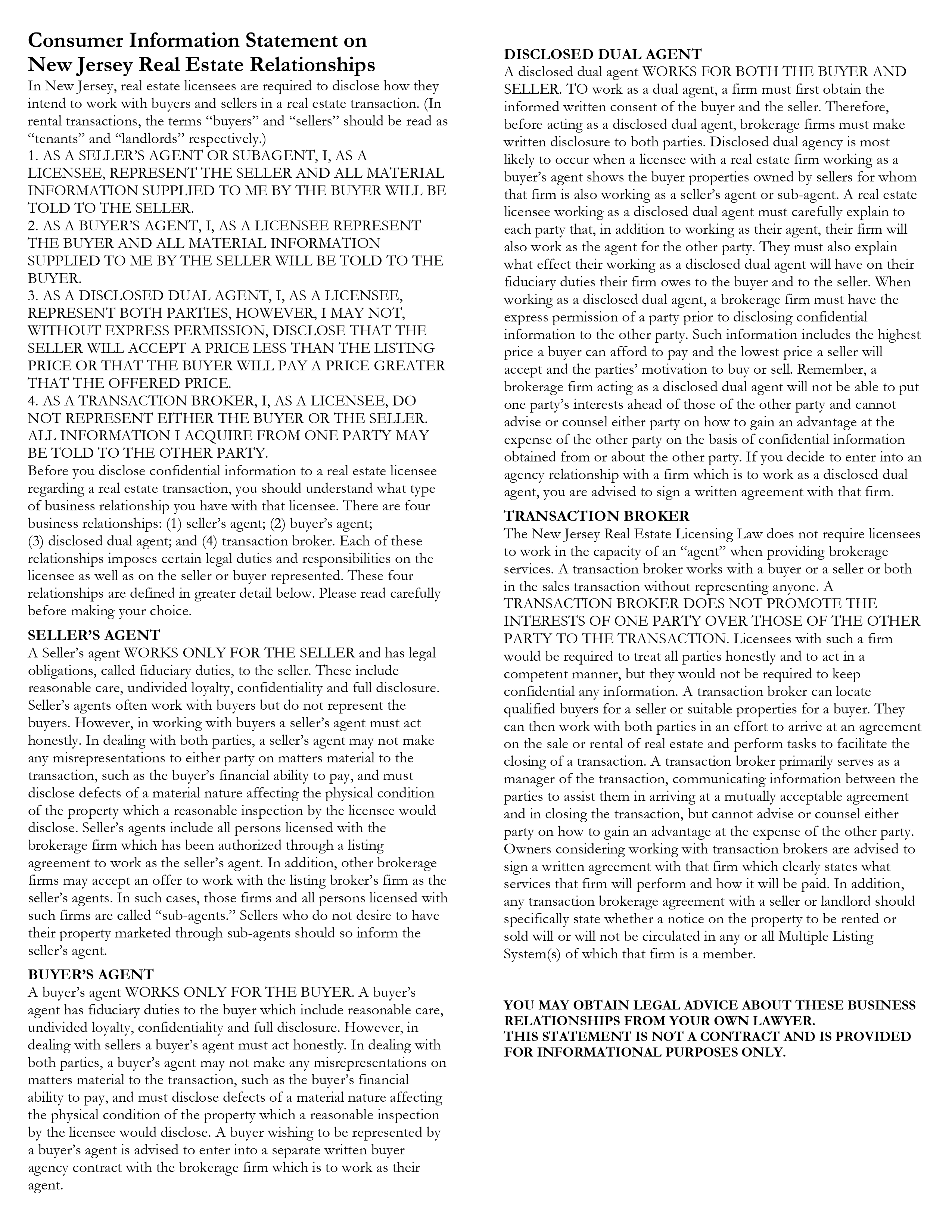Consumer Information Statement